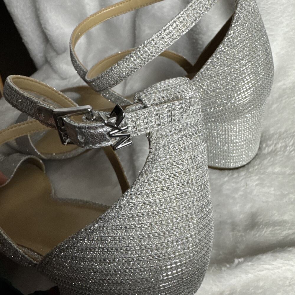 Michael Kors Serena Flex Sandal Silver Glitter Strappy Ankle Women's Size 11 NIB - Picture 6 of 8